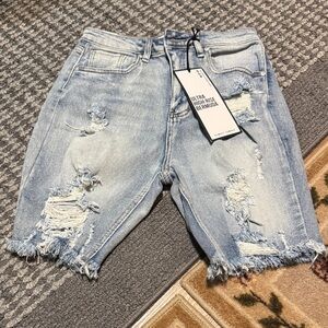 NWT Almost Famous Distressed Light Blue Denim Shorts
